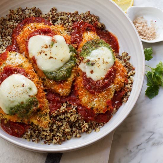 Baked Pesto Chicken Parmesan