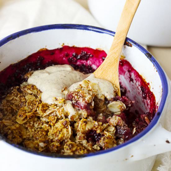 Apple, Plum and Blackberry Crumble