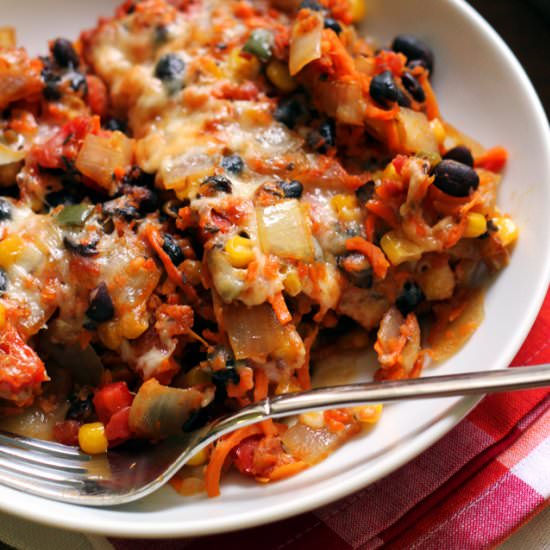 Vegetarian carrot enchilada bake