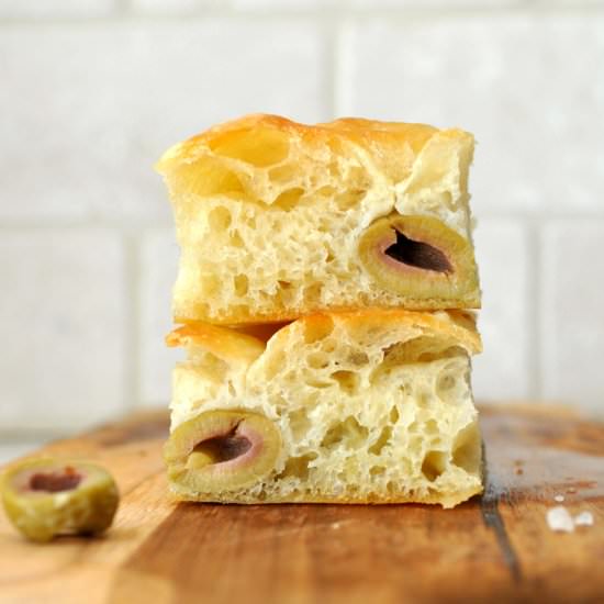 Focaccia Bread with Green Olives