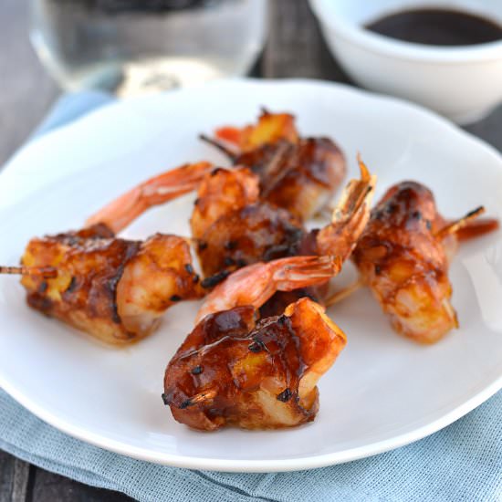 Tropical Bacon Wrapped Prawns