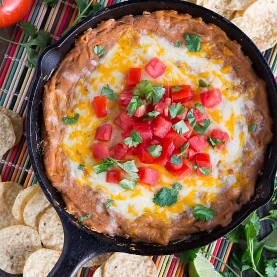 Cheesy Homemade Bean Dip Skillet