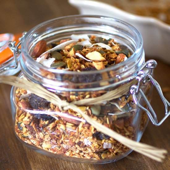 Carrot, Cinnamon & Coconut granola