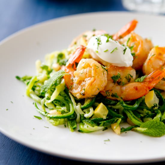 Zucchini Noodles with Lemon Shrimp