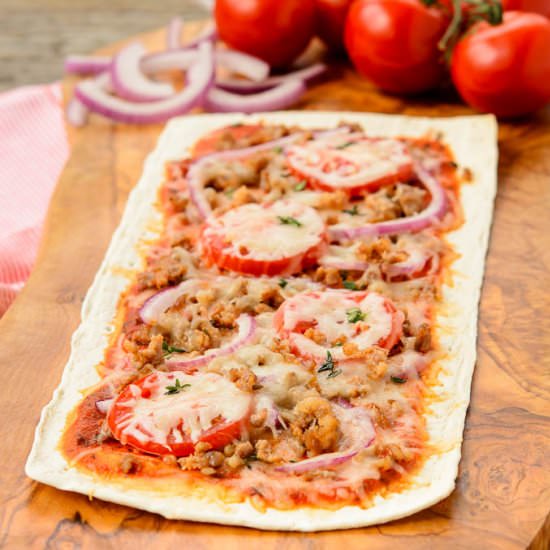 Sausage Onion Flatbread Pizza