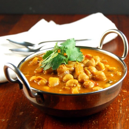 Chickpea Curry, South Indian Style