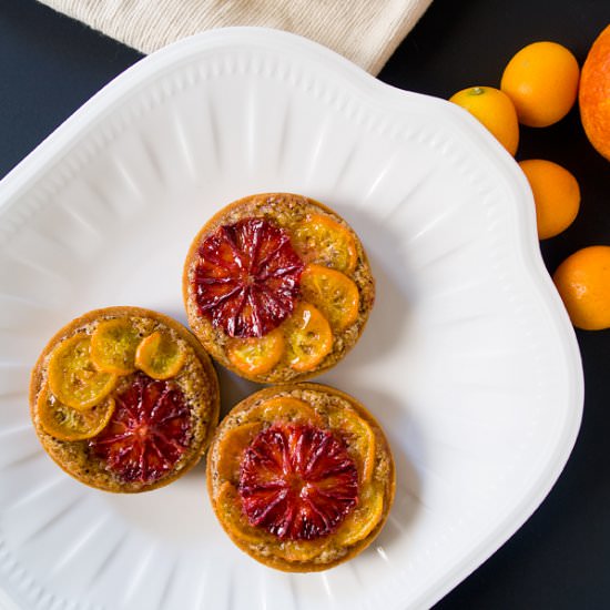 Blood Orange Kumquat Hazelnut Tart