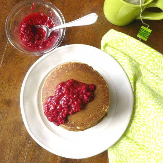 Buckwheat Pancakes w Raspberry Syrup