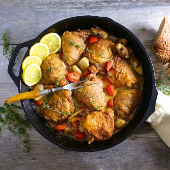 Chicken with Wine Shallots Mustard