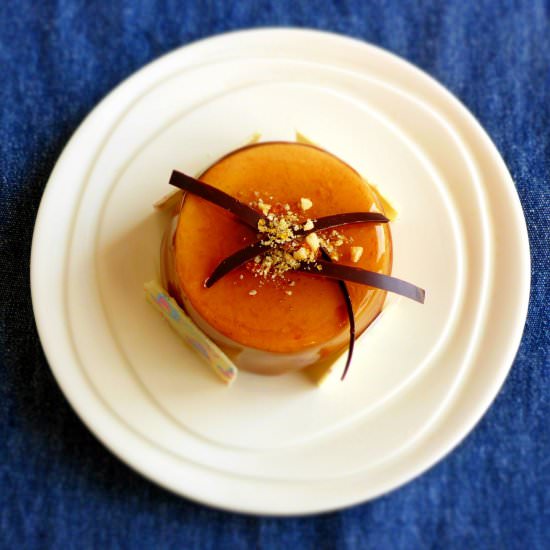 Caramel and raspberry entremet