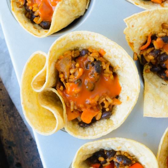 Vegetarian Enchilada Tostada Cups