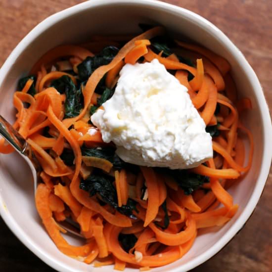 Sweet Potato Noodles with Burrata