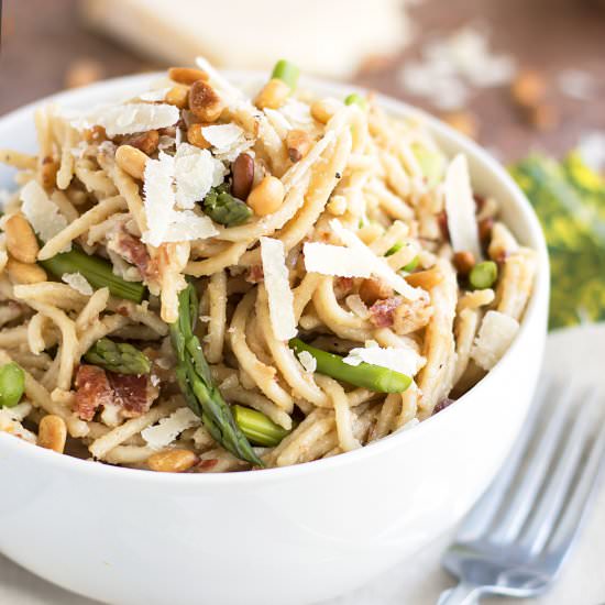 Asparagus Pancetta Alfredo-ghetti