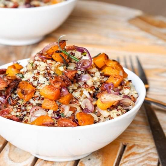 Sweet Potato and Bacon Quinoa Bowls