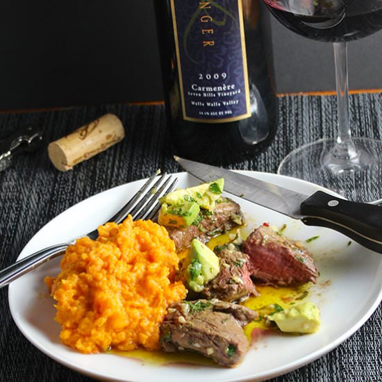 Avocado Chimichurri Beef Tenderloin