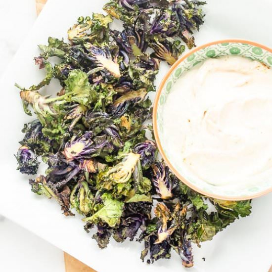 Crispy Roasted Kalettes with Parm Dip