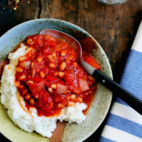 Beans, Peppers & Goat Cheese Grits