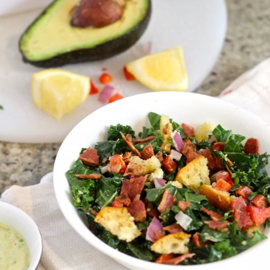 Kale Caesar Salad with Avocado