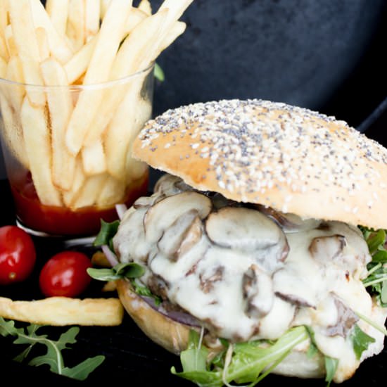 Mushroom Swiss Cheese Burger
