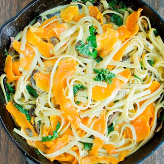 Healthy Squash Kale Mushroom Pasta