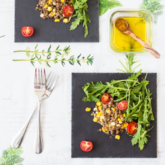 Arugula Sprouted Lentil Salad