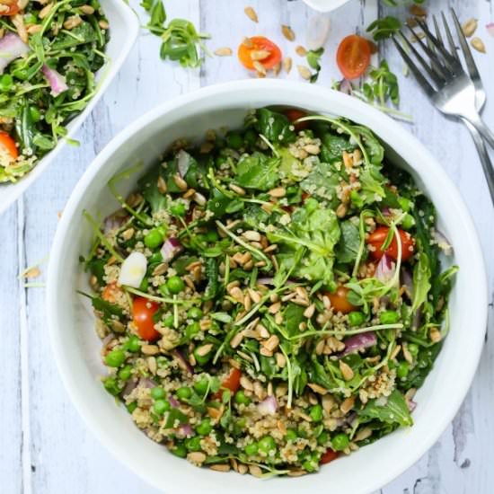 Quinoa kale and pea salad