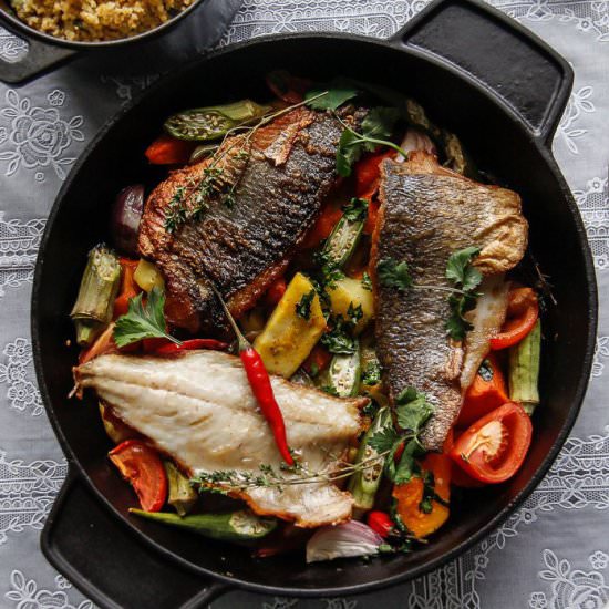 Sea bass in coconut cream
