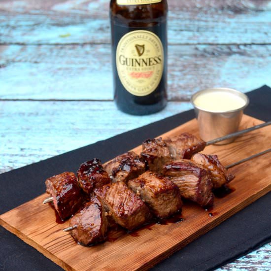 Guinness Beef Skewers with Fondue