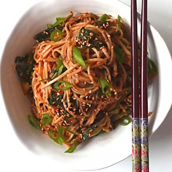 Korean Chili Garlic Soba Noodles