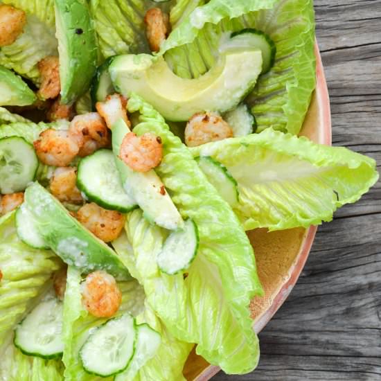 Shrimp and Romaine Salad with Miso