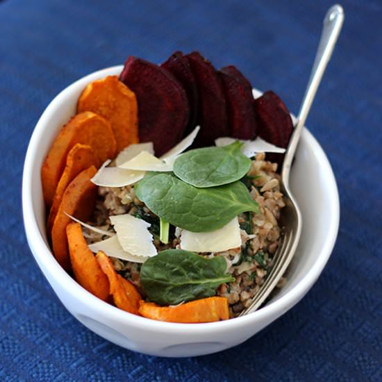 Buckwheat with creamy spinach