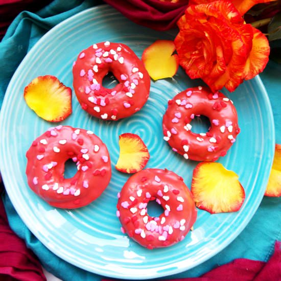 Baked Rose Glazed Donuts
