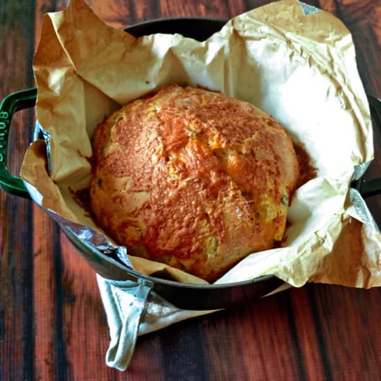 Cheddar Jalapeno No-Knead Bread