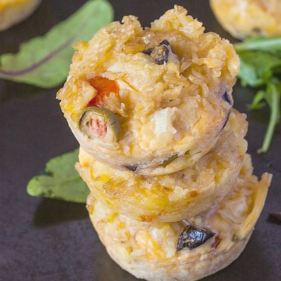 Healthy Brown Rice Pizza Muffins