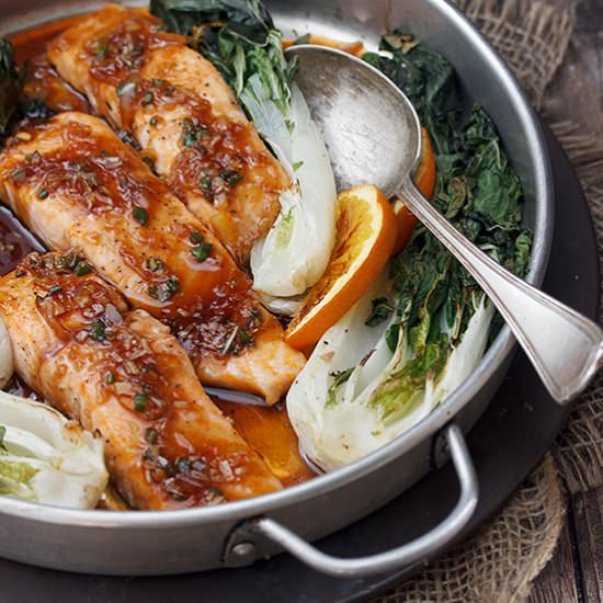 Spicy Orange Salmon and Bok Choy