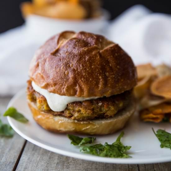 Curried Carrot Chickpea Chia Burger