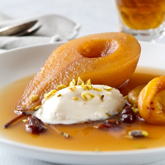 Tea Poached Pears with Apricots