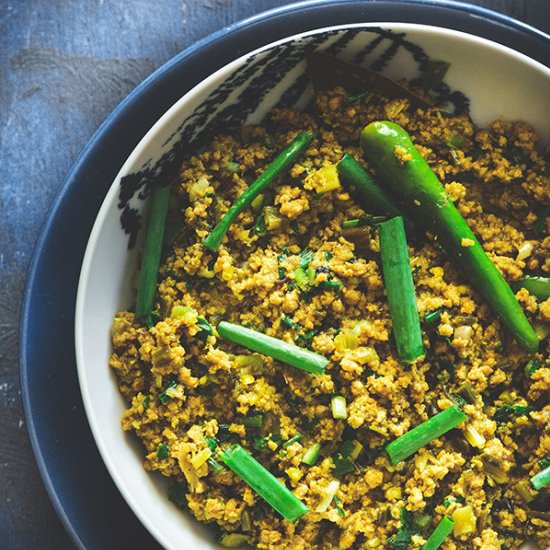 Mince meat with scallions