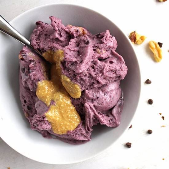 Blueberry banana walnut ice cream