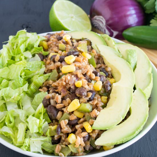 Farro Black Beans Mexican Bowl