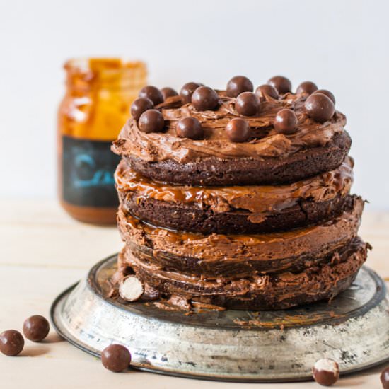 Brownie Cake w Choc Malt Frosting