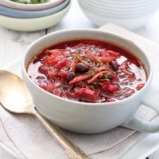 Beetroot Soup with Beans