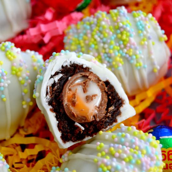 Cadbury Creme Egg Brownie Bombs