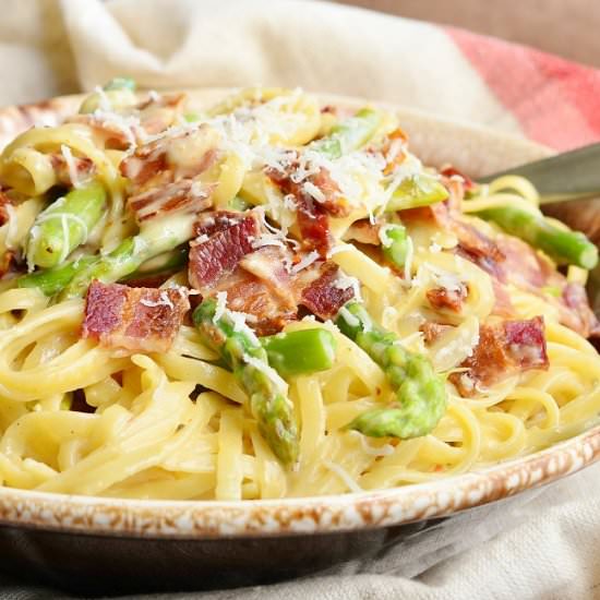 Bacon Asparagus Pasta Carbonara