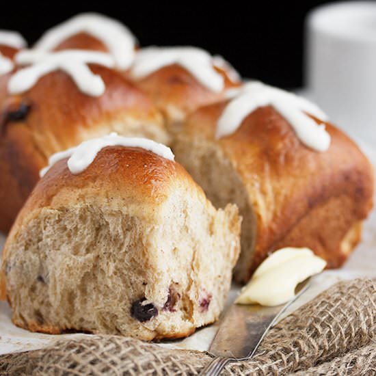 Small Batch Blueberry Hot Cross Bun