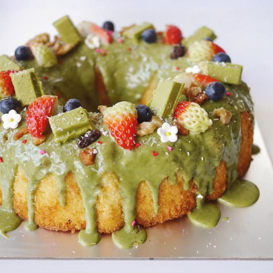 Lemon Bundt with Matcha Glaze