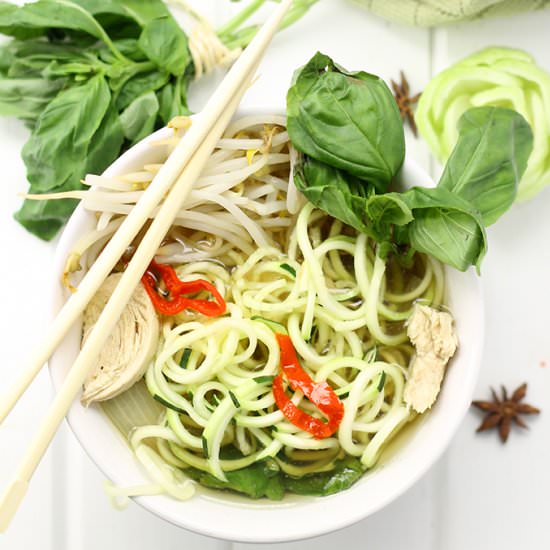 Chicken Pho with Zucchini Noodles