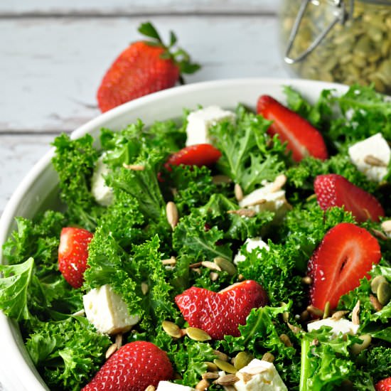 Strawberry Kale Salad with Feta
