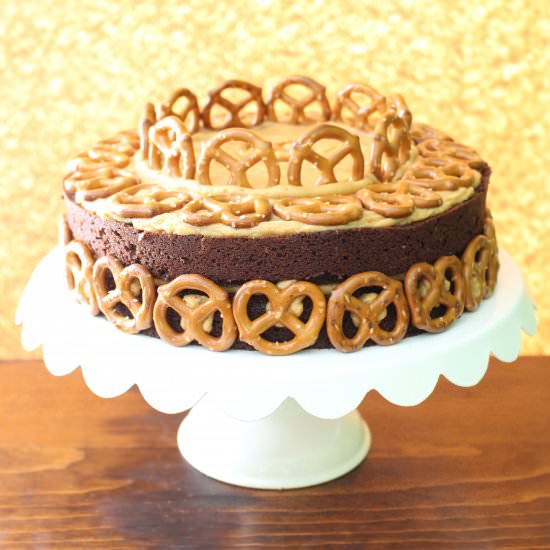Pretzel, Peanut Butter, & Beer Cake