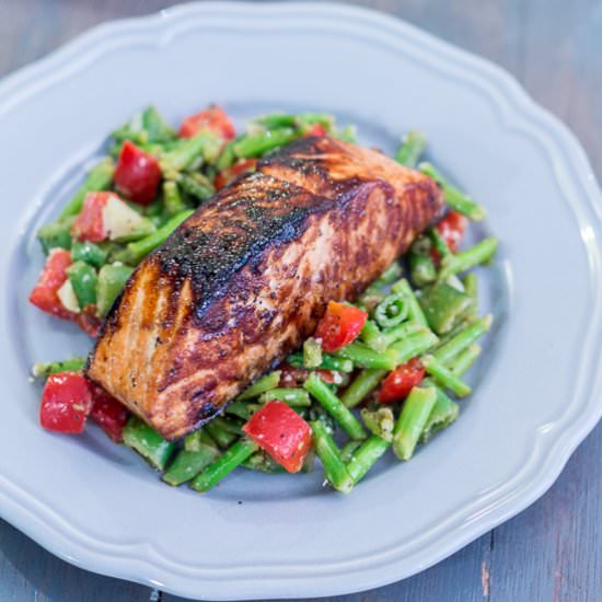 Honey Garlic Salmon with Salad